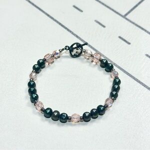 Pink and Green Beaded Bracelet